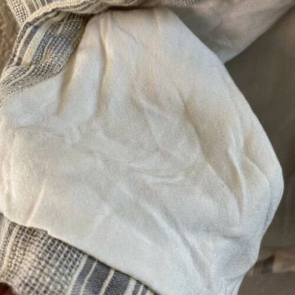 Abercrombie & Fitch Button Down Midi Pencil Skirt Cream Blue Striped linen - Picture 5 of 10